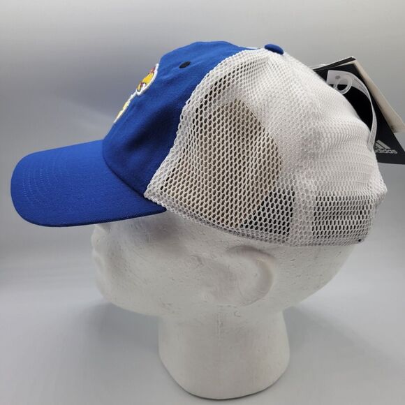 Kansas Jayhawks Adidas Mens Womens Slouch Trucker Hat Blue White Adjustable - Picture 2 of 14